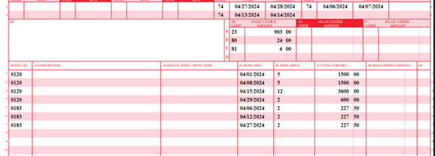 example of correctly billed claim value code 81 units